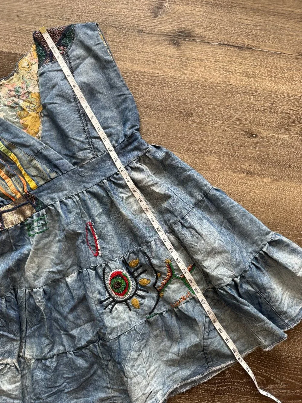 Desigual Embroidered Patchwork Babydoll Mini Dress | EU 38 - Picture 11 of 12